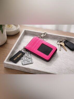 Steve Madden BZip-Web Zip Around Card Wallet / Wristlet - Pink Flash NWT